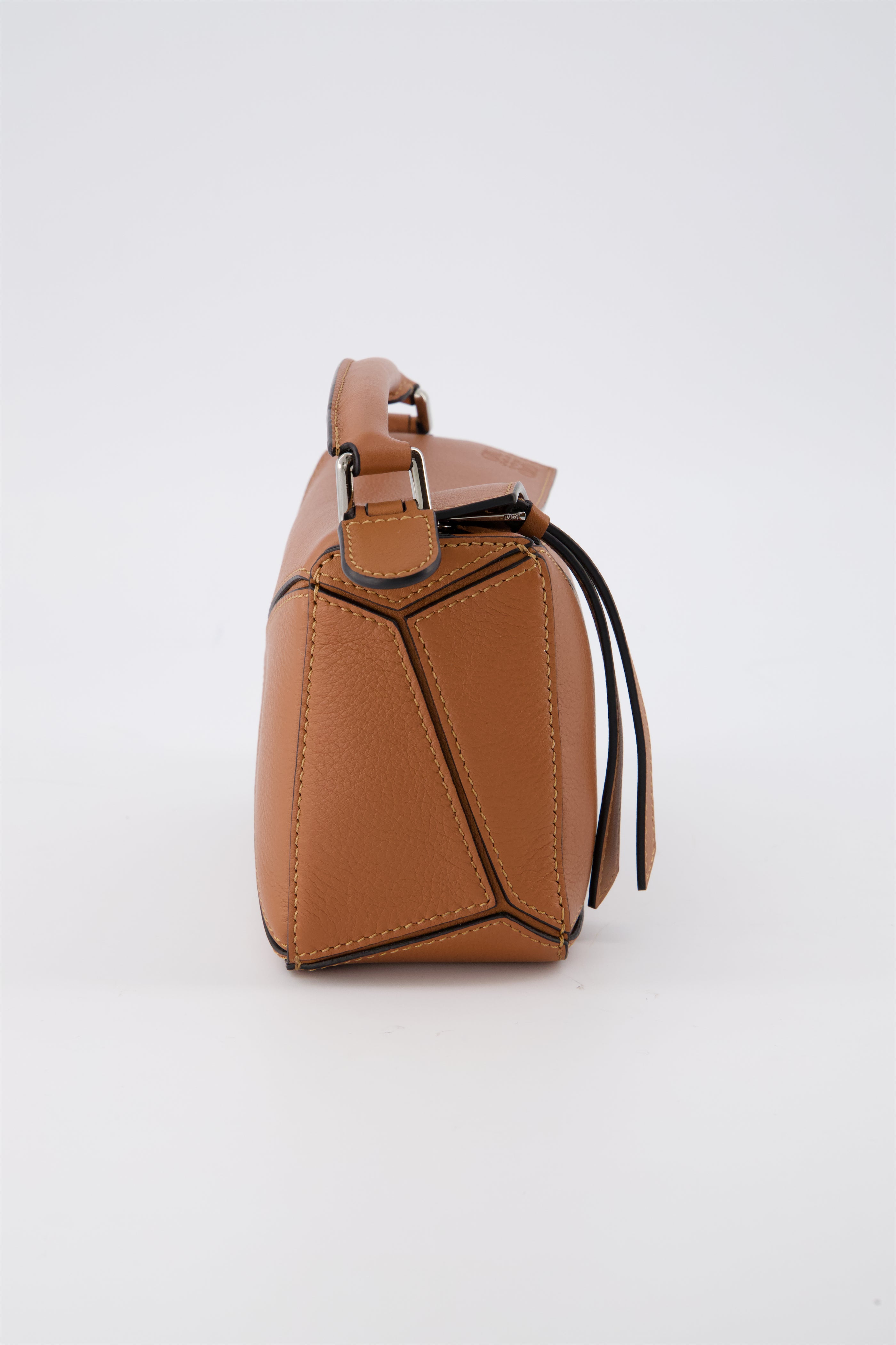 LOEWE Mini Puzzle bag in Caramel.