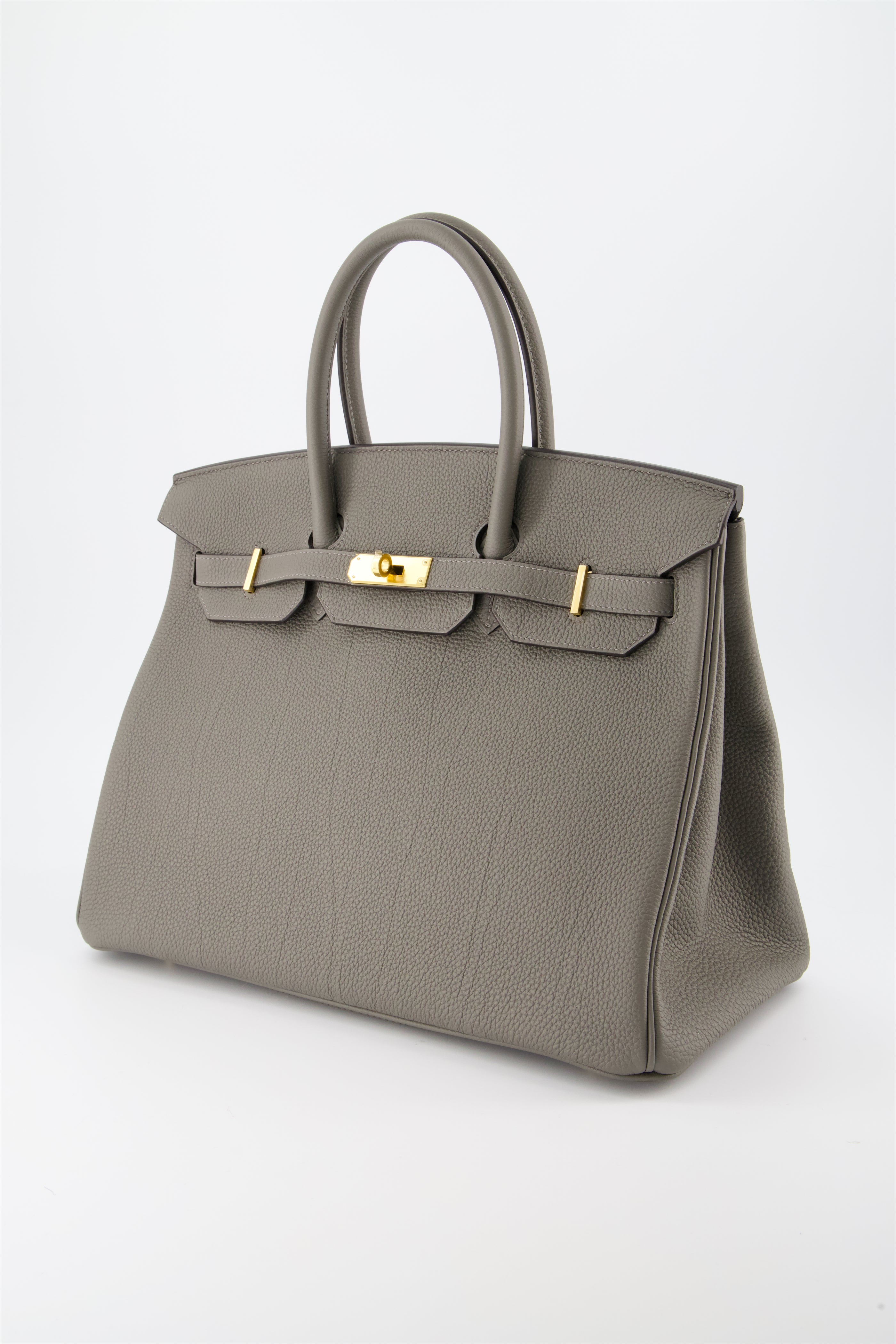 Hermes Birkin 35 Handbag Gris Meyer Togo Leather With Palladium Hardware