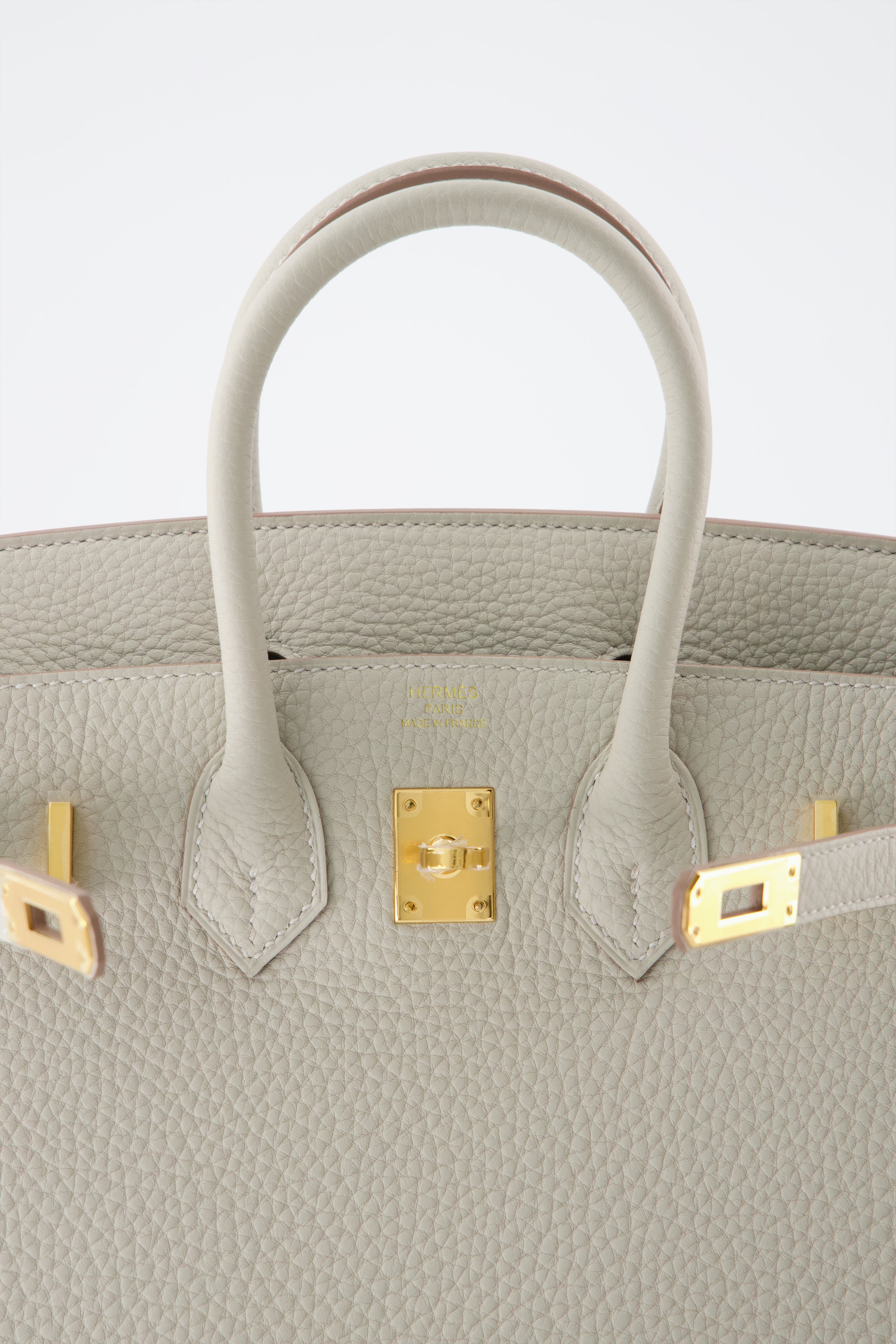 *Rare* Hermes Birkin 25 Handbag Gris Perle Togo Leather With Gold Hardware. Investment Piece