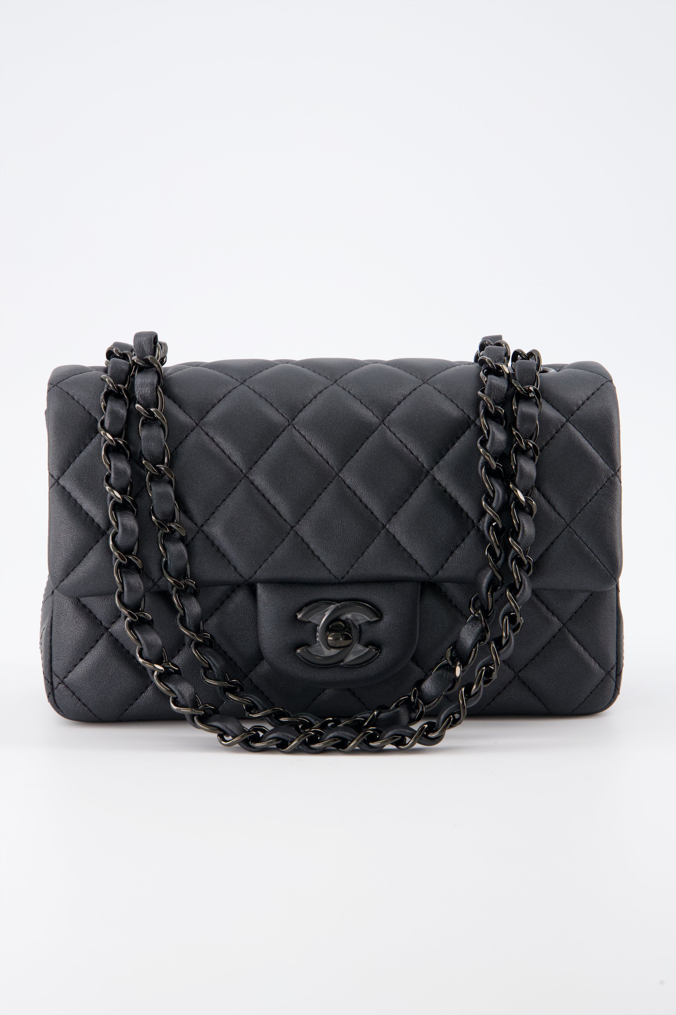 *Rare* Chanel So Black Mini Rectangular Single Flap Bag With Black Hardware