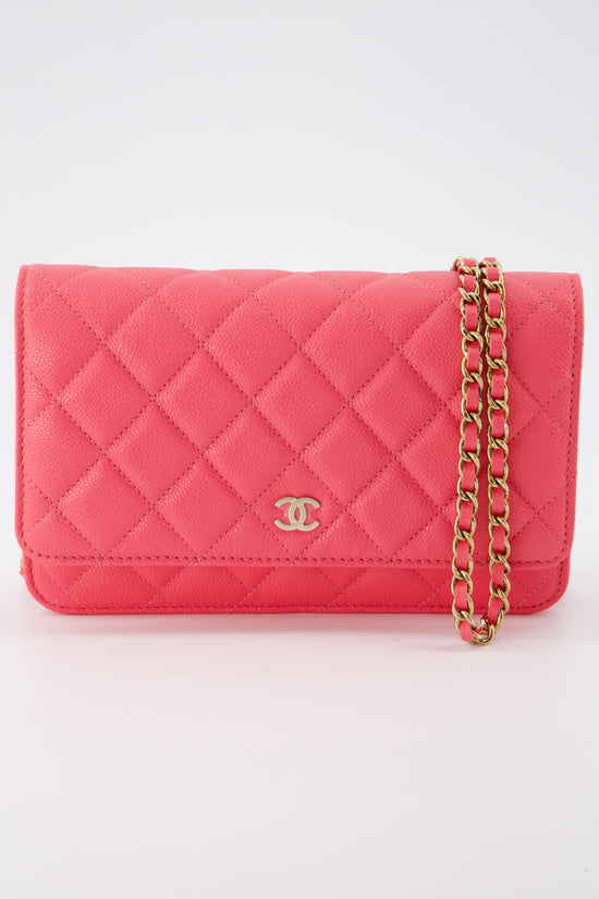 Chanel Quilted Classic Zip Long Wallet Pink Caviar Gold Hardware