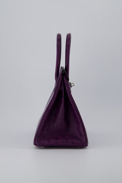 Hermes Birkin 30 Handbag Ostrich Violine With Palladium Hardware 