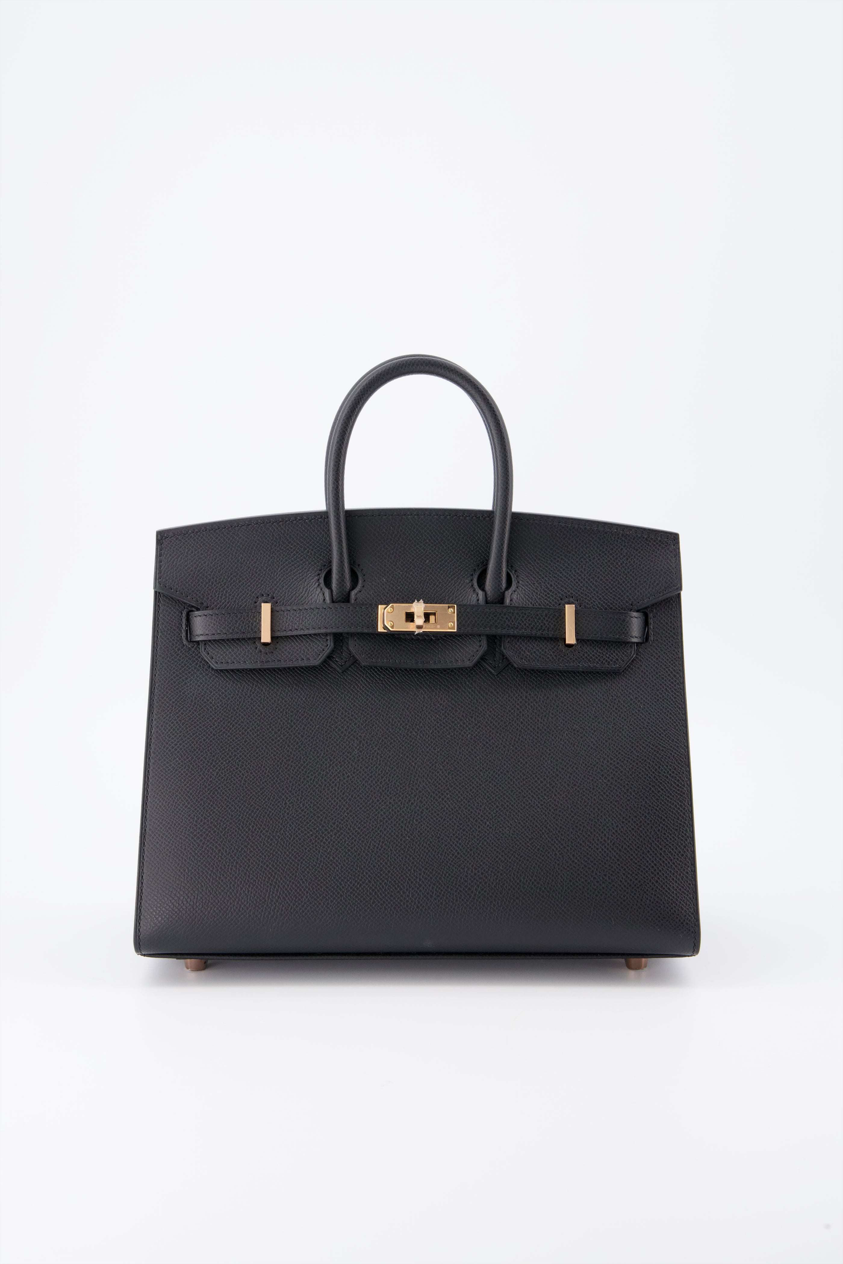 *Rare* Hermes Birkin 25 Black Sellier Handbag Epsom Leather With Gold Hardware. Investment Piece.