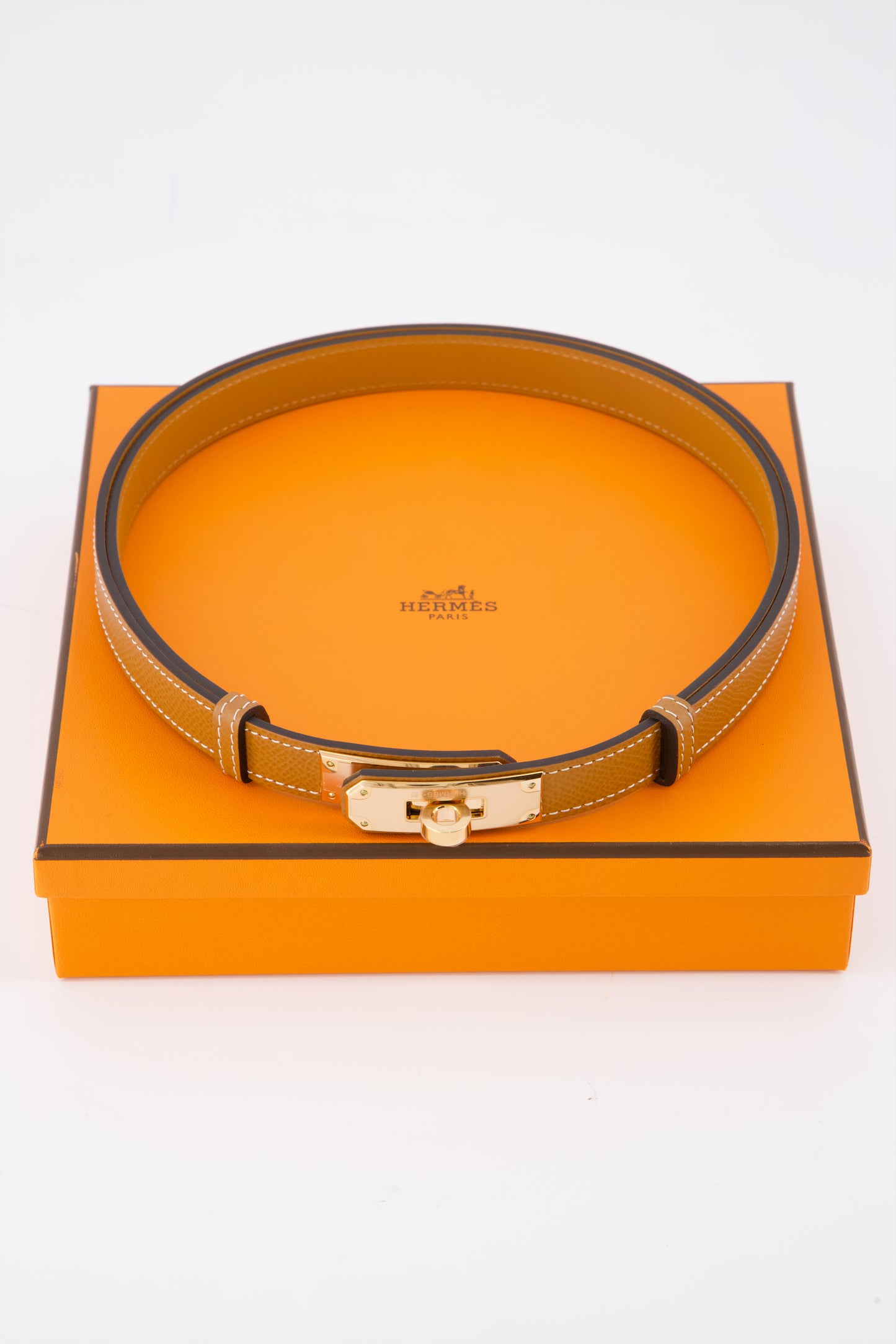 Hermes Kelly 18 Hermes Gold Colour Epsom Leather Belt With Gold Hardware