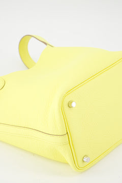Hermes Picotin Lock 18 Handbag Limoncello Clemence Leather With Palladium Hardware