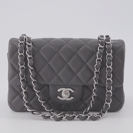 Chanel Mini Rectangular Flap Bag Dark Grey Colour