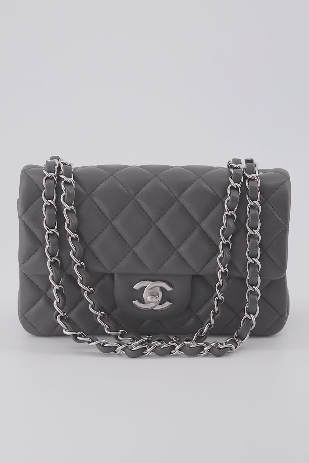 Chanel Mini Rectangular Flap Bag Dark Grey Colour