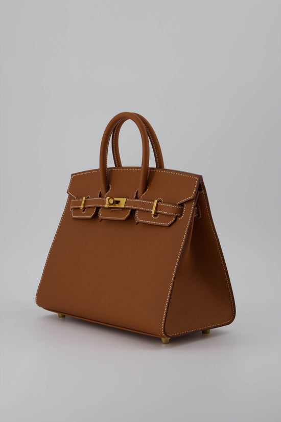 Hermes Birkin Sellier 25 Epsom Gold Brown Calfskin Bag With