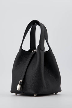 Hermes Picotin Handbag Black Togo Leather With Palladium Hardware