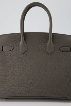 Hermes Birkin 30 Handbag Gris Etain Togo Leather With Gold Hardware