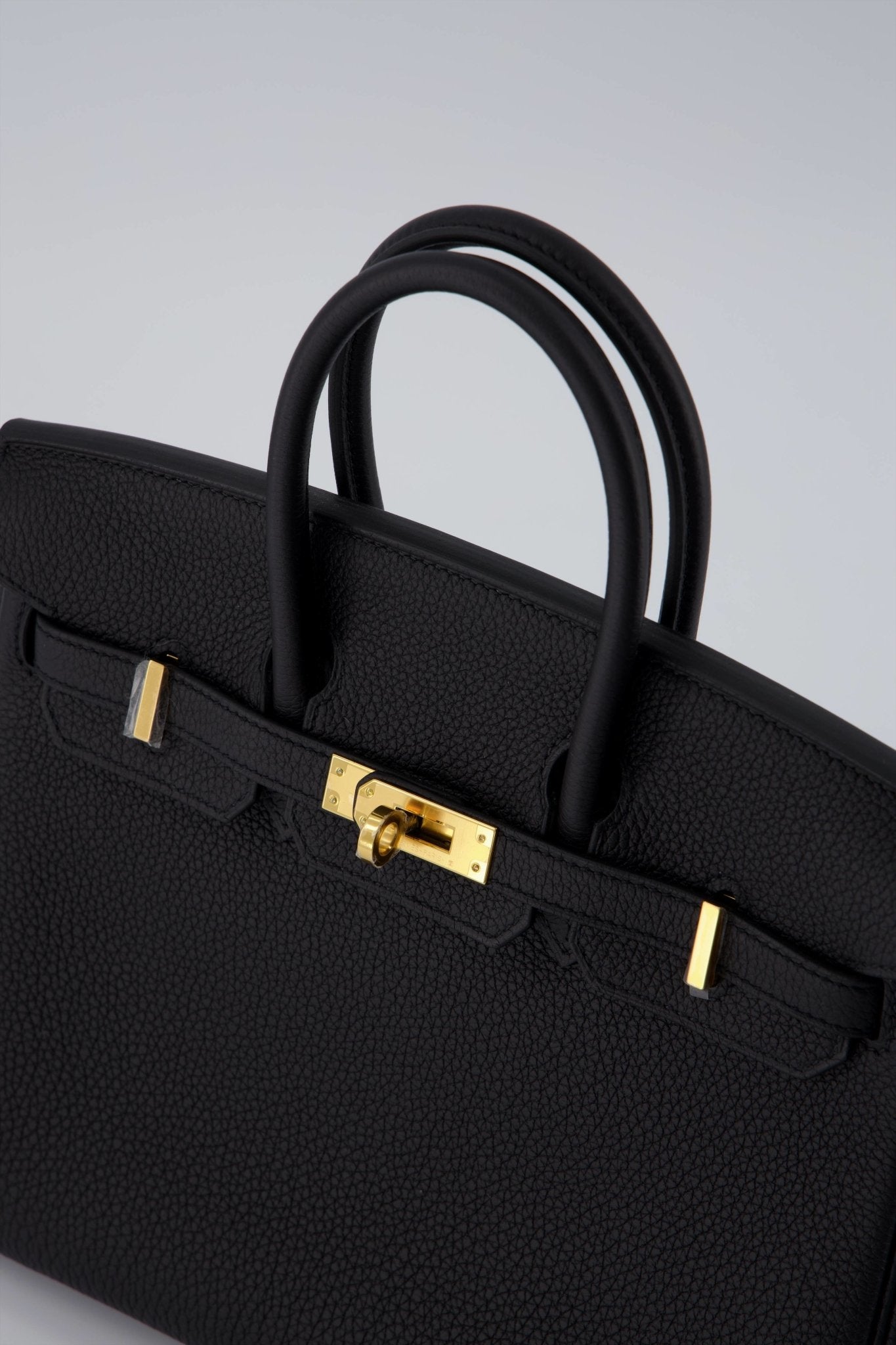 Holy Grail Hermes Birkin 25 Handbag Black Togo Leather With Gold