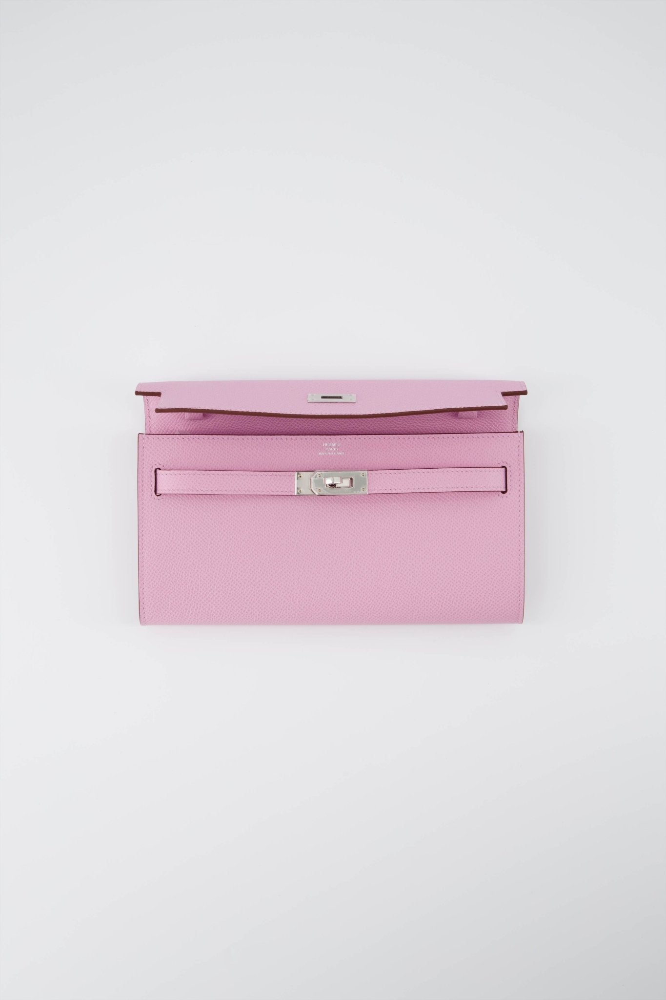 Kelly Cut Long Clutch Bag Pink Epsom Bag Palladium Hardware
