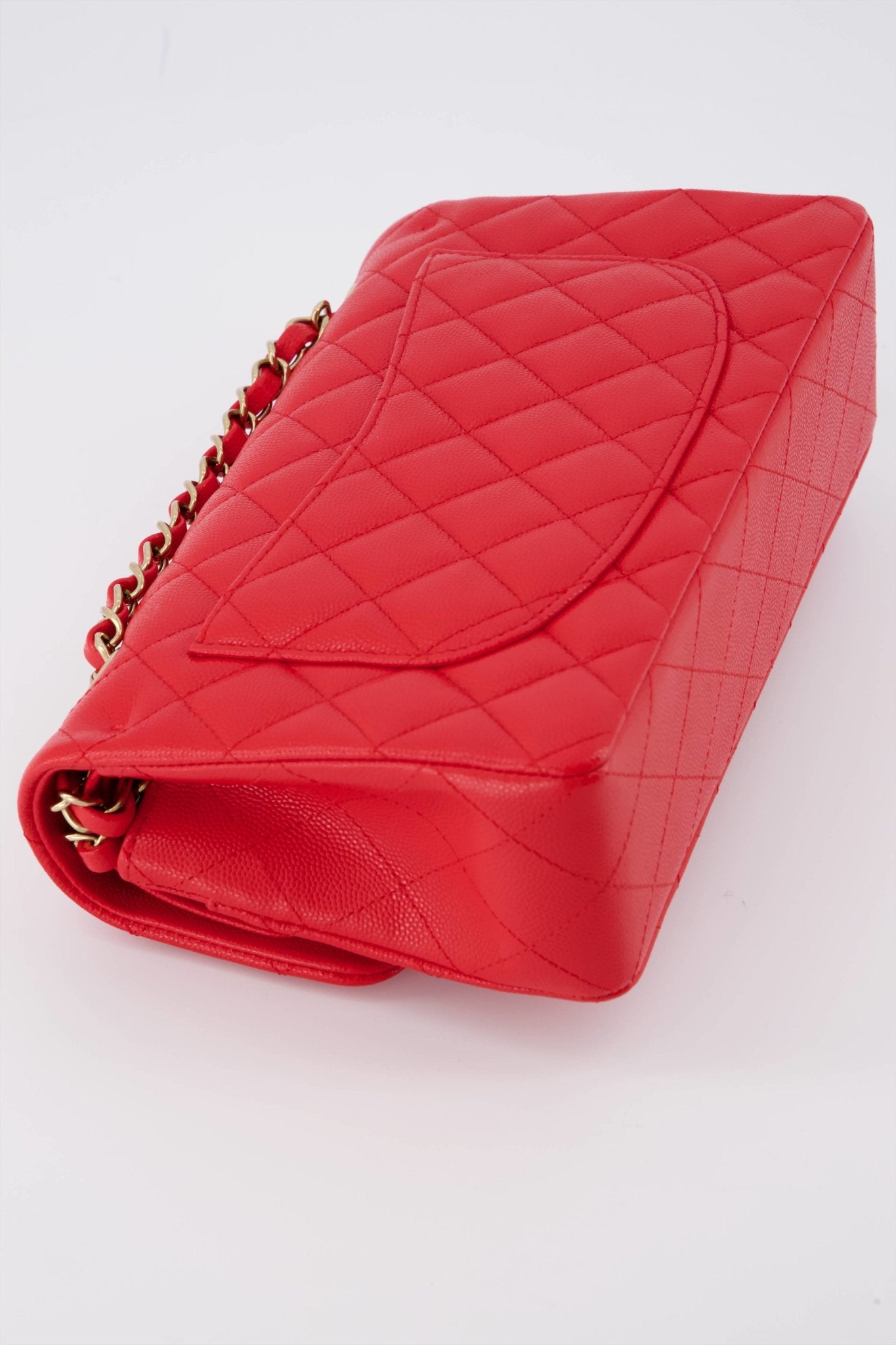 Authentic Chanel Red Aged Calfskin Leather Quilted Medium Easy Flap Sh –  Paris Station Shop