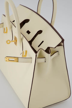 *Rare* Hermes Birkin 25 Sellier Handbag Nata Epsom Leather With Gold Hardware. Investment Piece