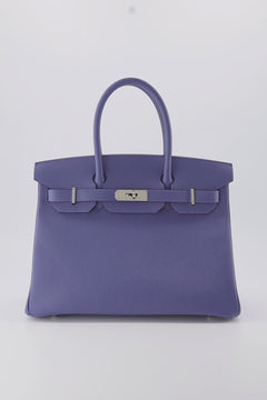 Hermes Birkin 30 Handbag Bleu Brighton Epsom Leather With Palladium Hardware