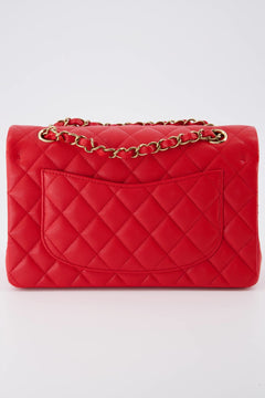 *Rare* Chanel Red  Small Classic Double Flap Bag In Caviar Leather With Gold Hardware