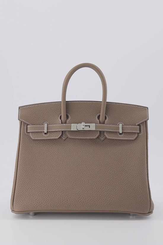 HERMES Birkin 25 Togo Leather Tote Bag Etoupe