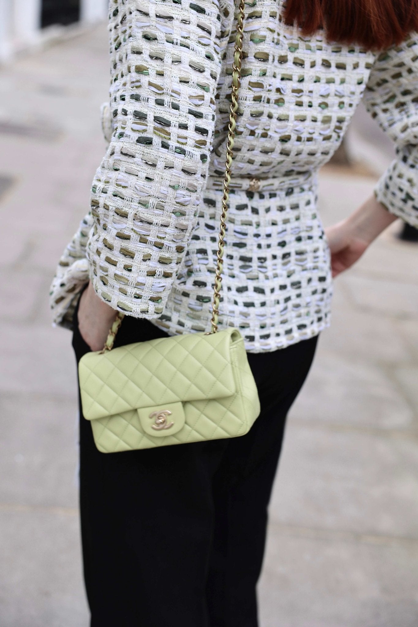 Chanel Mini Rectangular Flap Bag “Pistachio Ice-cream” Colour Lambskin with Champagne Gold Hardware