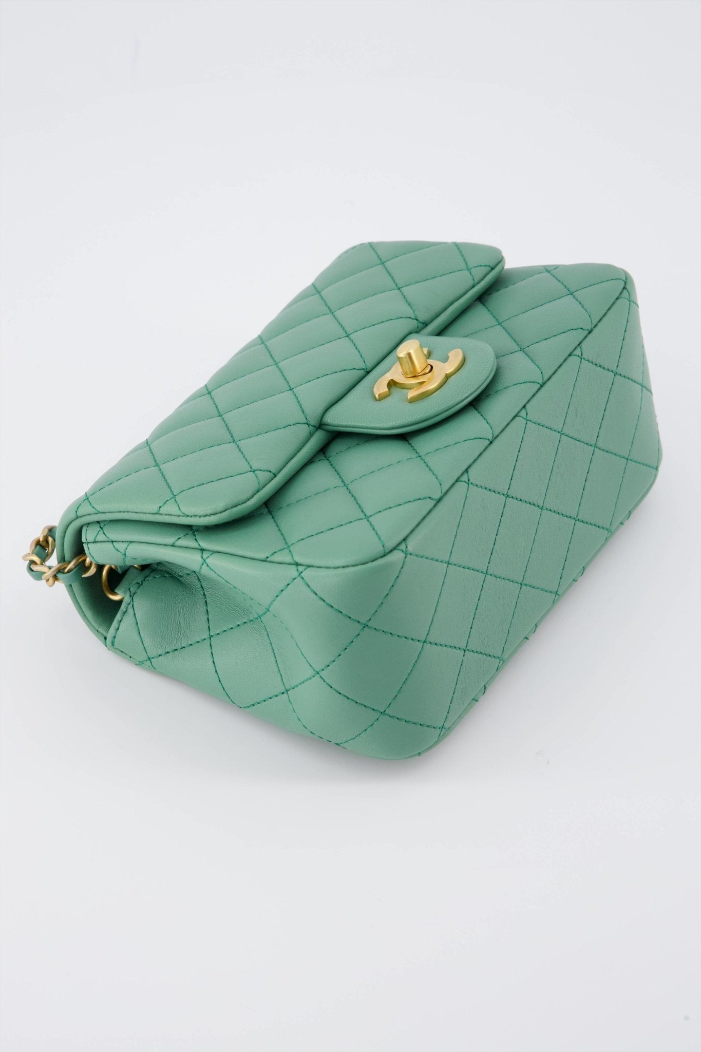 Chanel green flap online bag