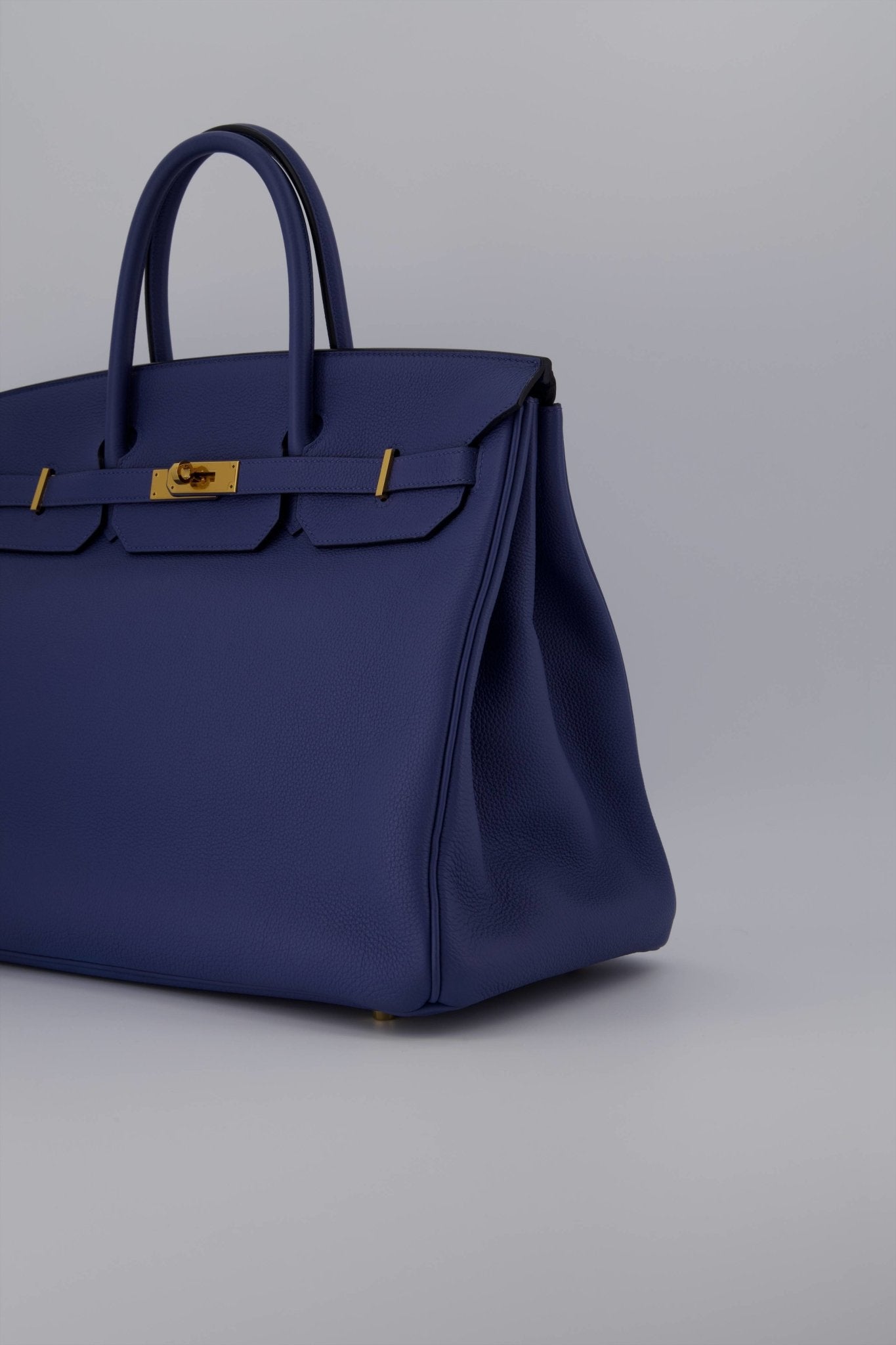 Hermes Birkin 40 Handbag Blue Brighton Togo Leather With Gold
