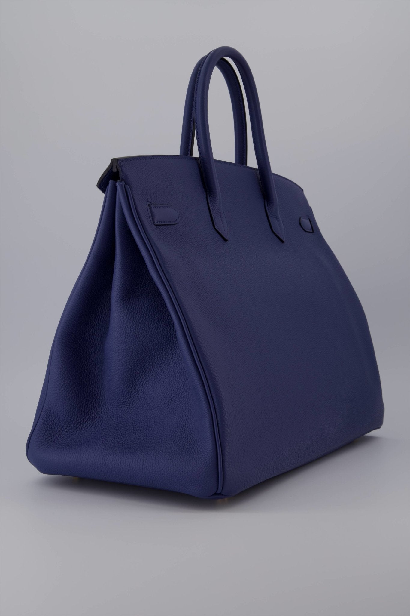 Hermes Birkin 40 Handbag Blue Brighton Togo Leather With Gold