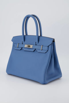 Hermes Birkin 30 Handbag Azur Togo Leather