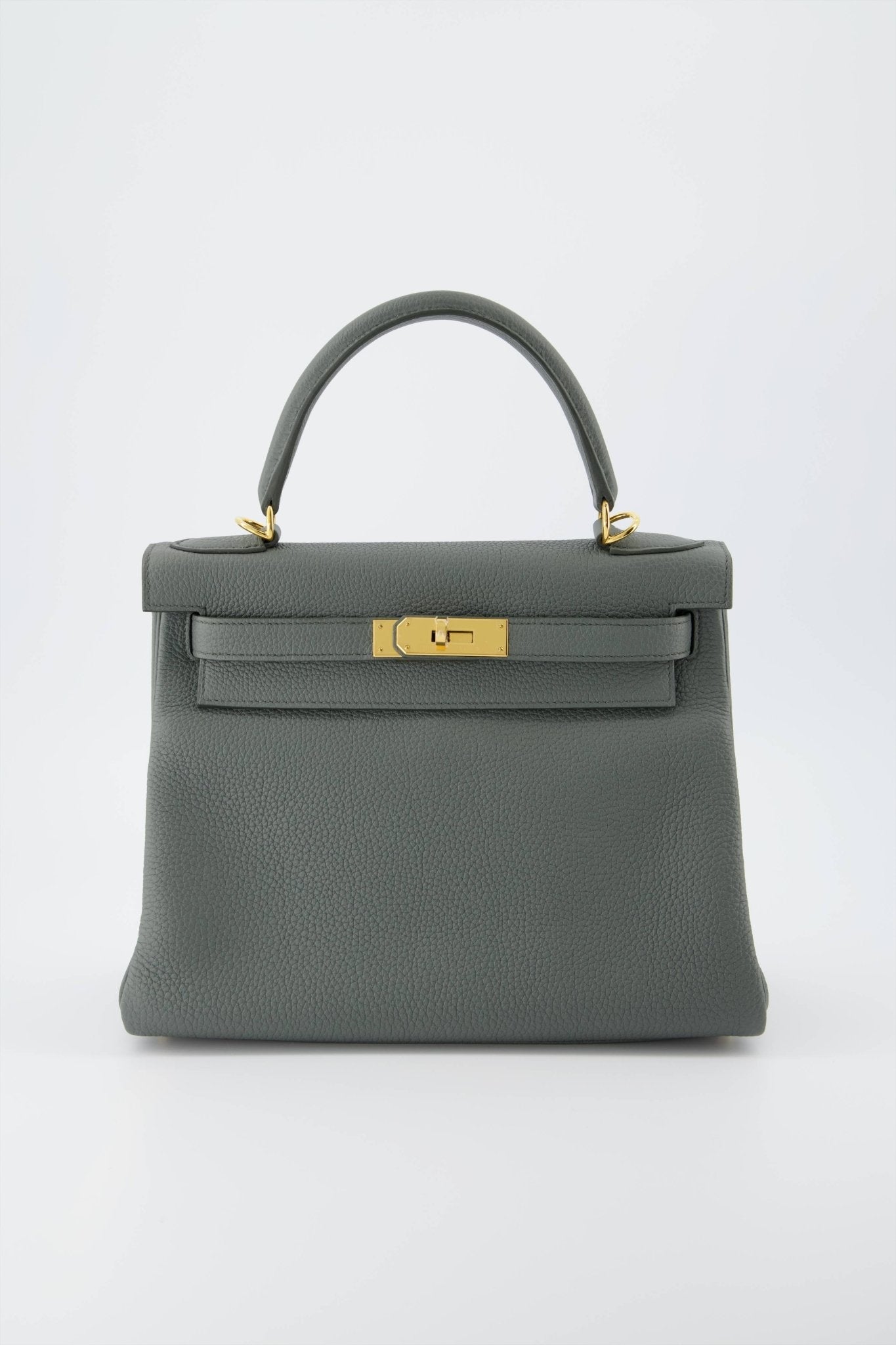 Hermes Kelly 28 Returnee Handbag Vert Amande Togo Leather With Gold Hardware