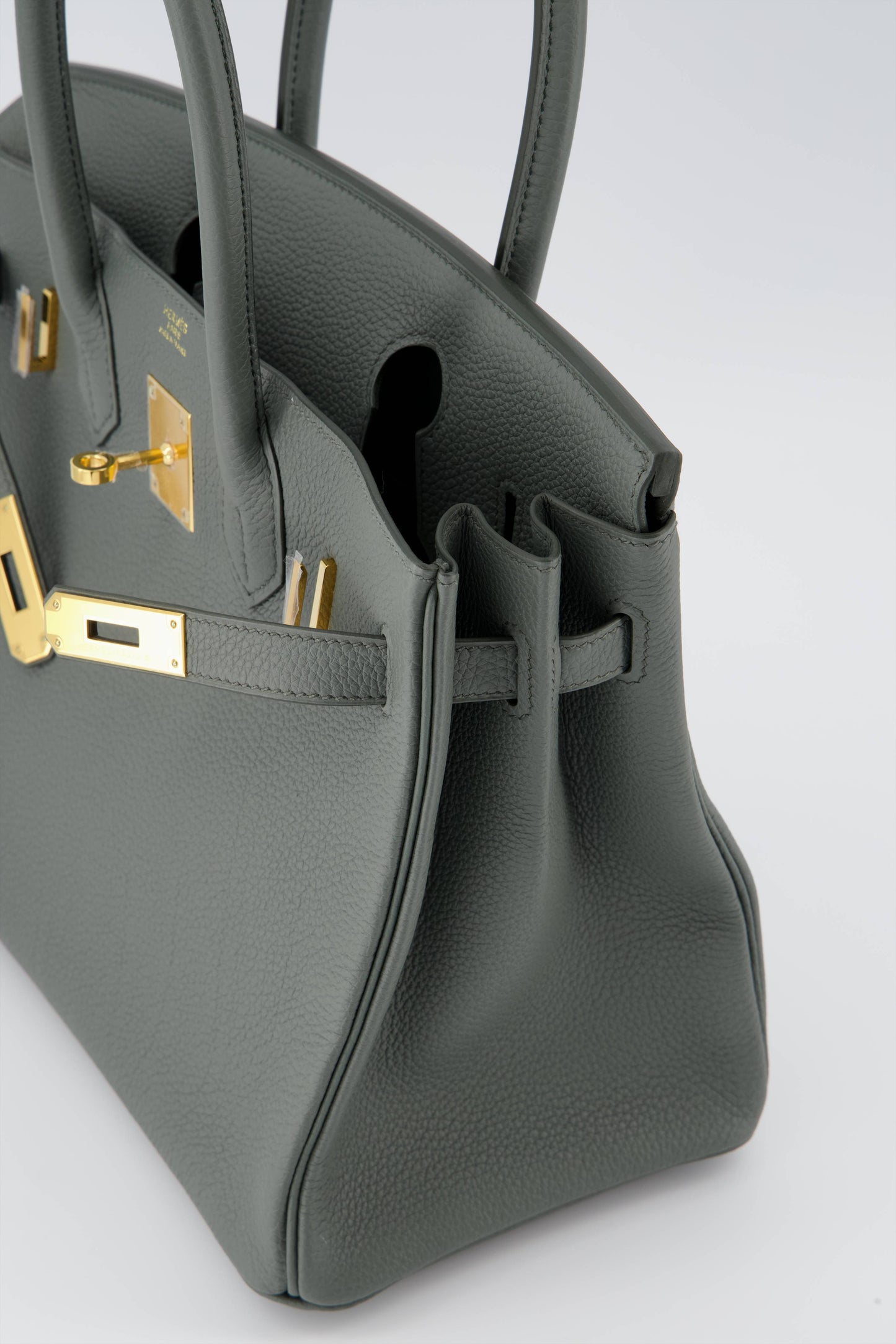 Hermes Birkin 30 Handbag Vert Amande Togo Leather With Gold