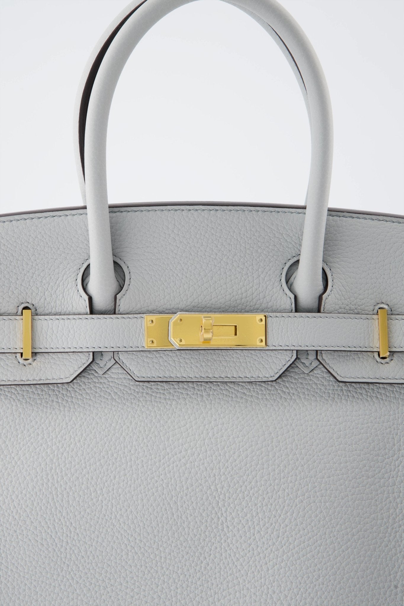 Hermes Birkin 30 Handbag Blue Pale Taurillon Clemence Leather With Gold Hardware