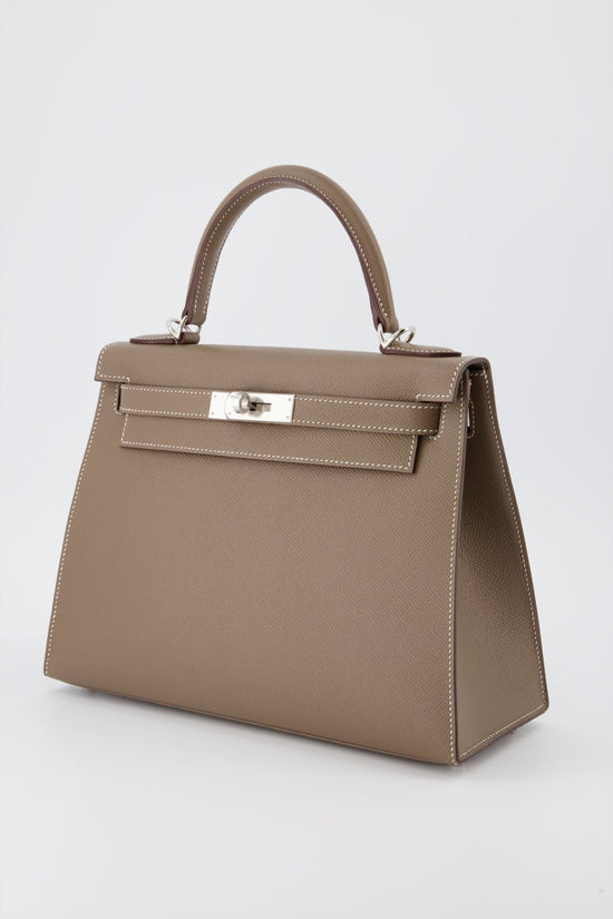 Hermes Birkin bag 25 Etoupe grey Swift leather Gold hardware
