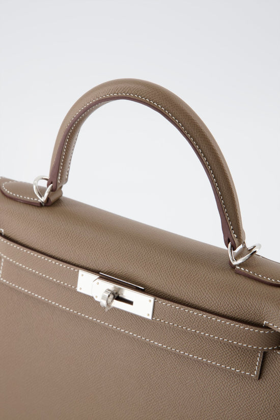 Hermes Gris Asphalte Epsom Leather Gold Hardware Kelly Sellier 28 Bag Hermes