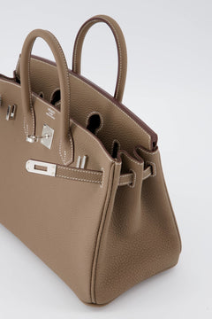 *Holy Grail* Hermes Birkin 25 Handbag Etoupe Togo Leather With Palladium Hardware. Investment Piece