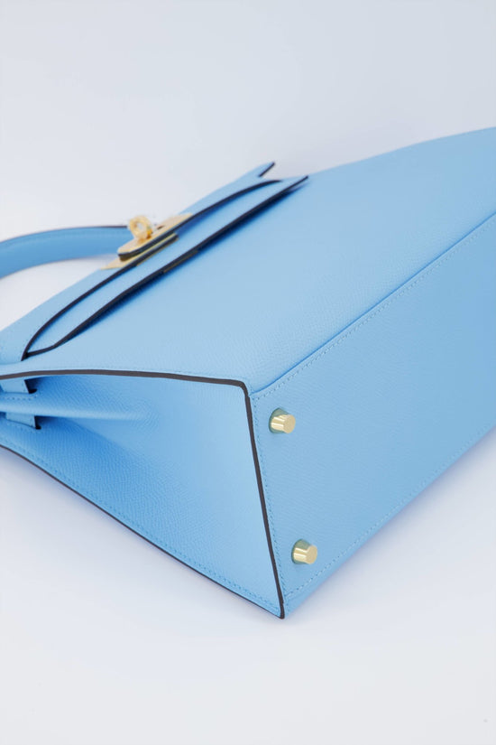 Hermes Birkin 25 Sellier Bag Blue Brume Epsom Palladium Hardware New