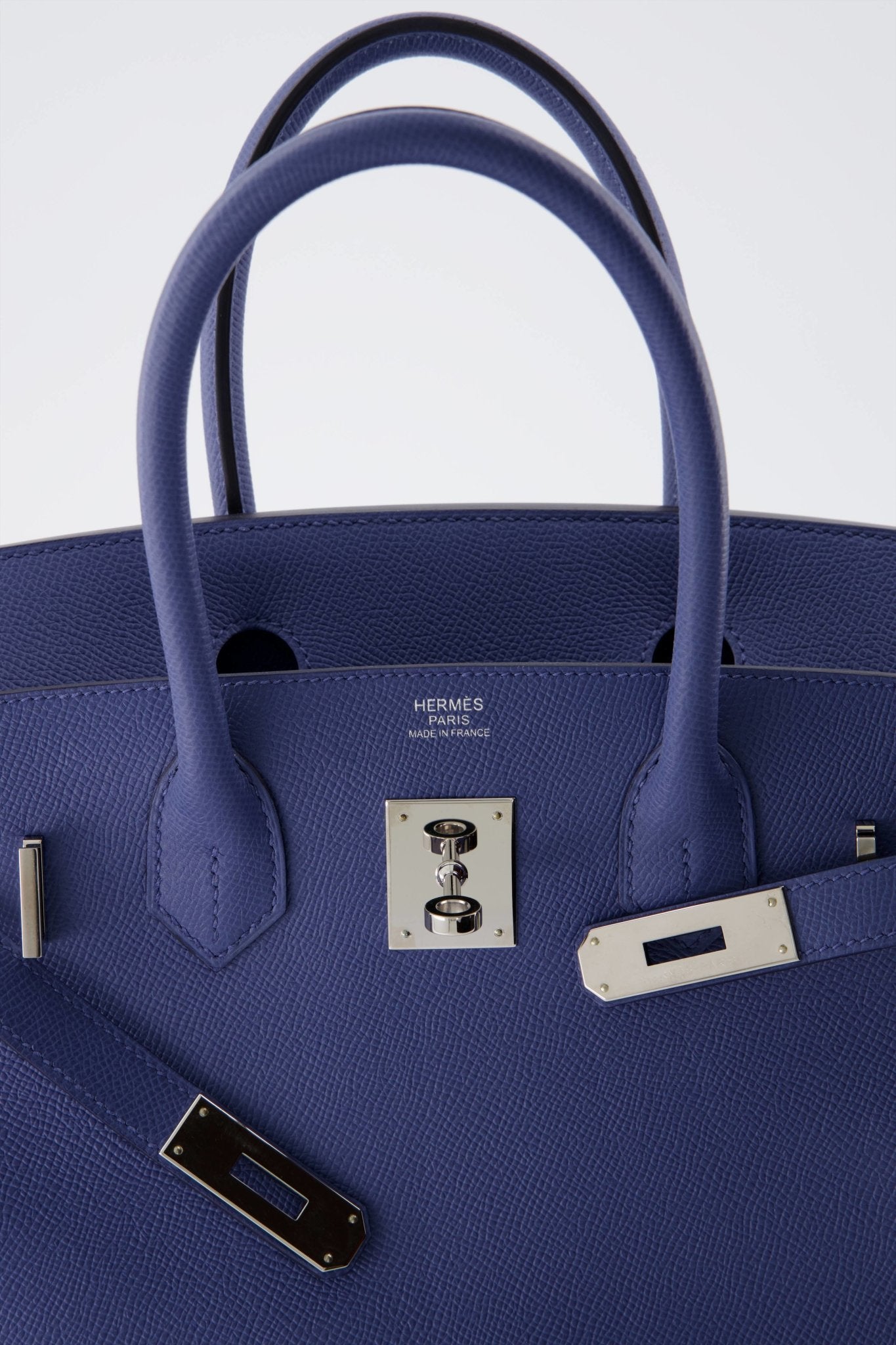 Hermes Birkin 30 Handbag Bleu Brighton Epsom Leather With Palladium Hardware