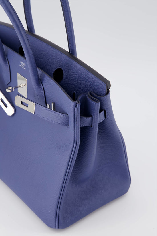 Hermes Birkin Handbag Blue Epsom with Palladium Hardware 30 Blue 180860202