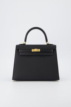 Hermes Kelly 25 Sellier Handbag Black