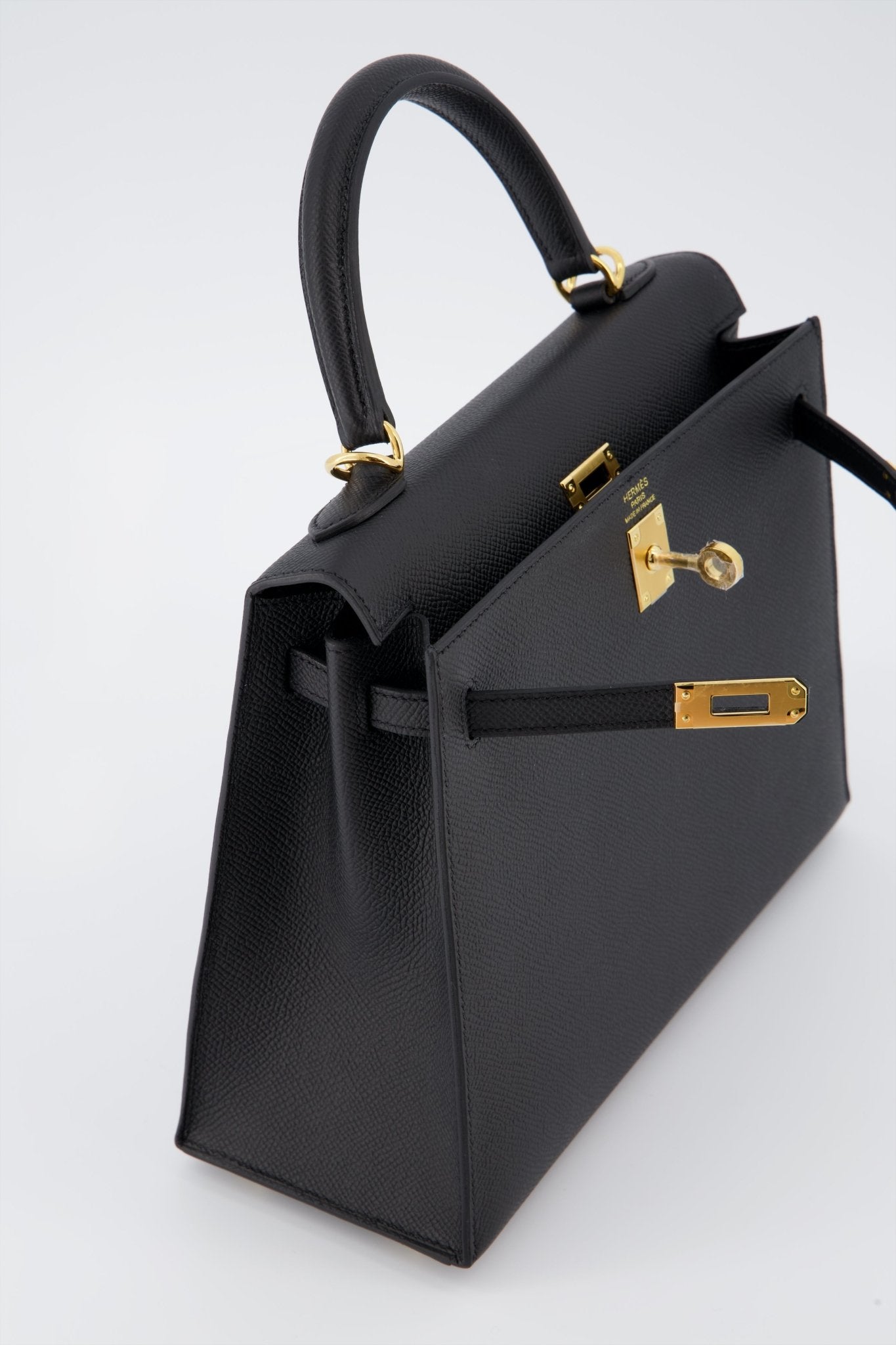 *Holy Grail* Hermes Kelly 25 Sellier Handbag Black Epsom Leather With Gold Hardware