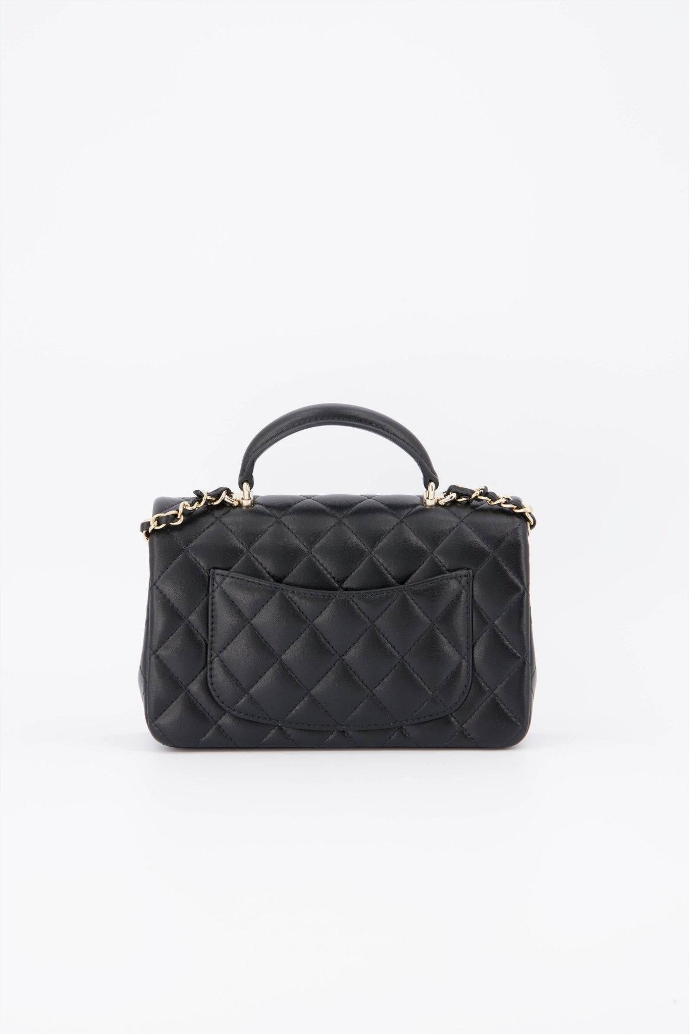 Chanel Top Handle Mini Rectangular Flap Bag Black Lambskin