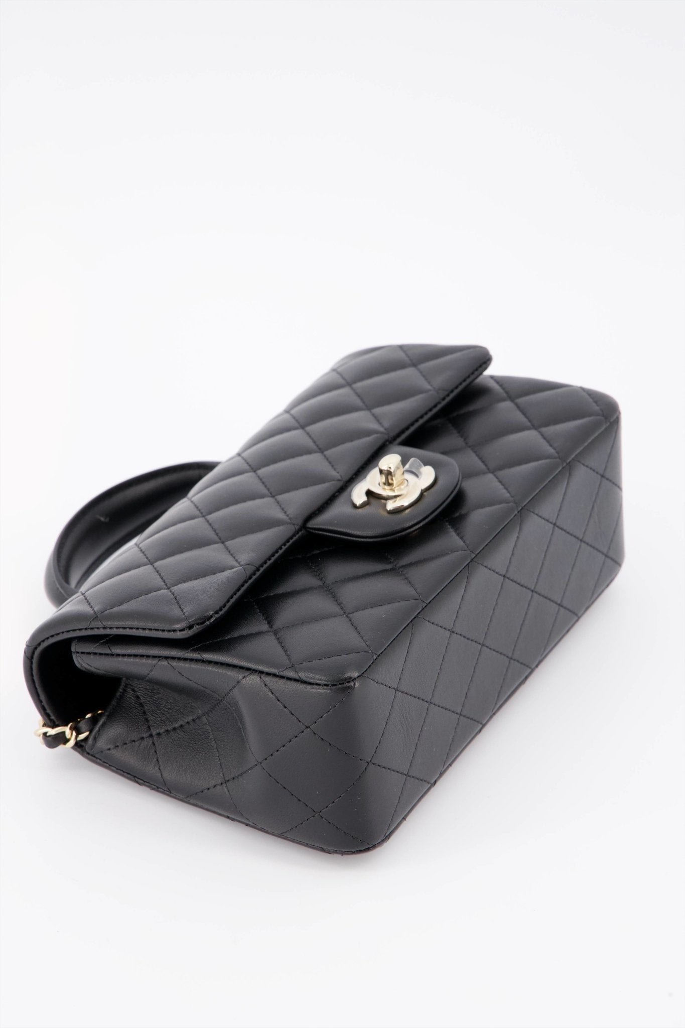 Chanel Iridescent Crumpled Calfskin Quilted Mini Rectangular Flap Black