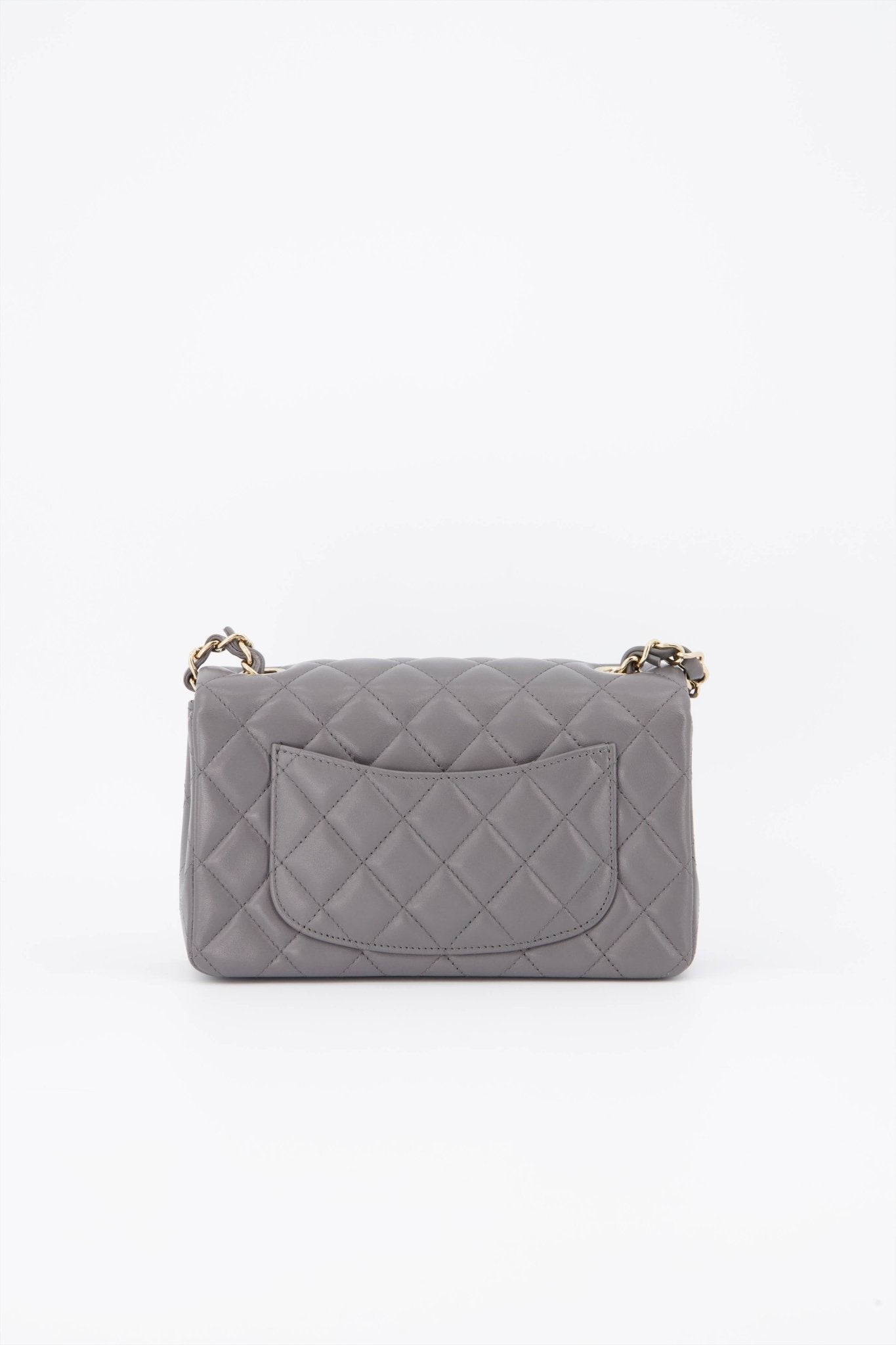 Chanel Grey Mini Rectangular Flap Colour with Champagne Gold – Bags Of