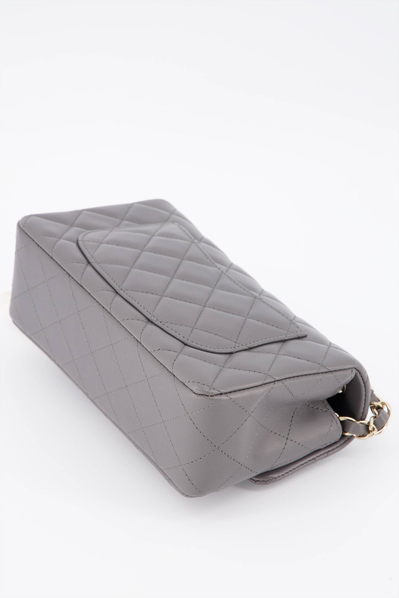 Chanel Grey Mini Rectangular Flap Lambskin with Champagne Gold