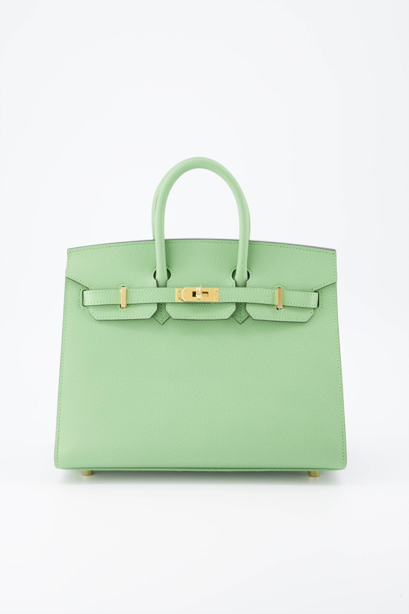 Rare* Hermes Birkin 25 Sellier Handbag Vert Criquet Epsom Leather