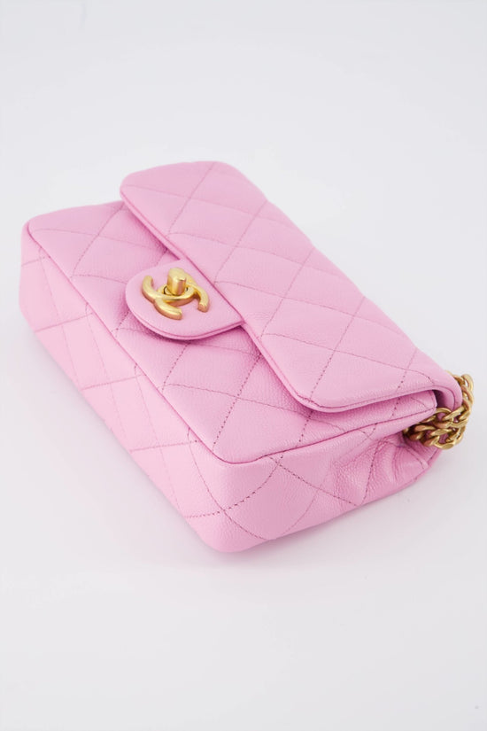 Mini Neon-pink Heart Quilted Square Bag