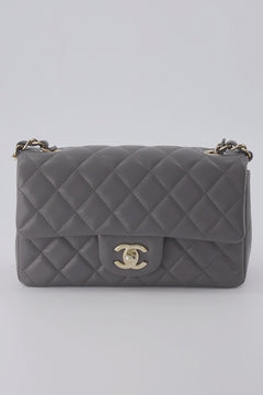 Chanel Grey Mini Rectangular Handbag